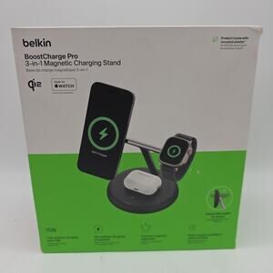 Belkin 3-in-1 Stand 15W Qi2 Wireless Charger iPhone/Watch/AirPods-Black